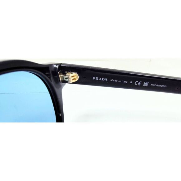 PRADA A16S BLACK SHN POLARIZED BLUE LENSE SUNGLASSES NEW IN CASE & BOX WITH TAGS - Picture 13 of 15